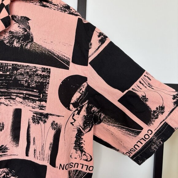 Collusion Women’s OVERSIZED FIT Shirt Checkered Size Small Pink Black Boxy - Picture 12 of 15